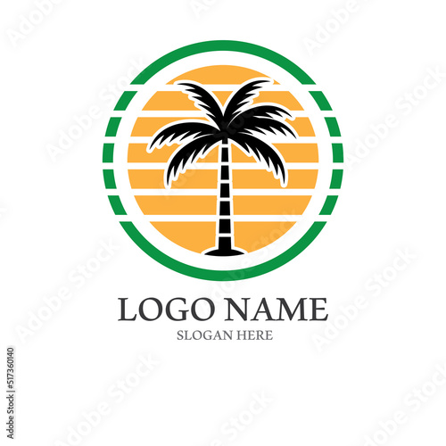 Palm tree summer logo template