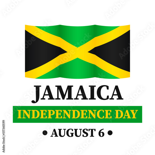 Jamaica Independence Day typography poster. Jamaican holiday celebrated on August 6. Vector template for banner, greeting card, flyer, etc