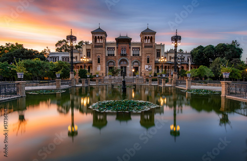 Museum of Arts and Traditions of Sevilla in Mudejar pavilion, Maria Luisa Park, Seville, Spain. photo