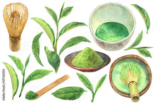水彩　抹茶の素材集