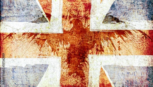 Grunge English flag in vintage style. Patriotic illustration with English flag.