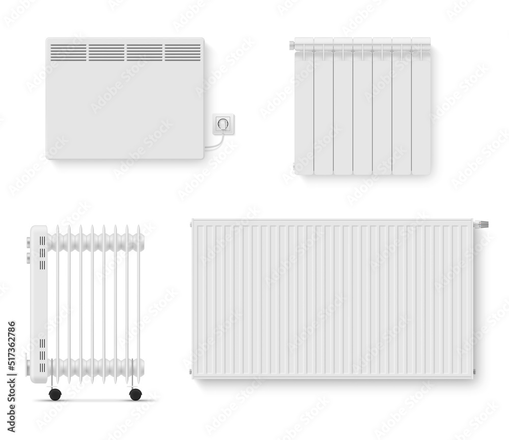 Heat radiator temperature generator indoor climate control different types set realistic vector