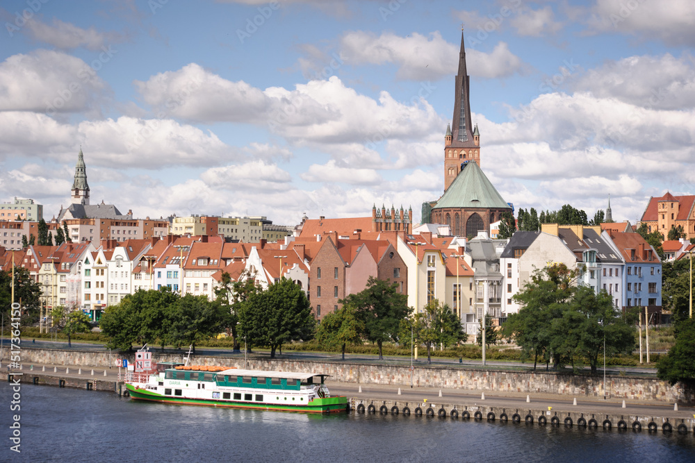 view of river and old town in Szczecin