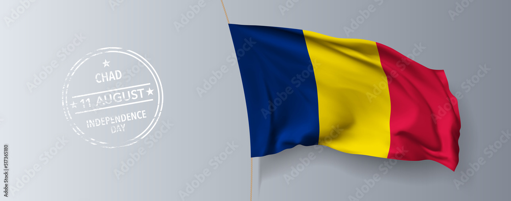 Fototapeta premium Chad happy independence day greeting card, banner with template text vector illustration