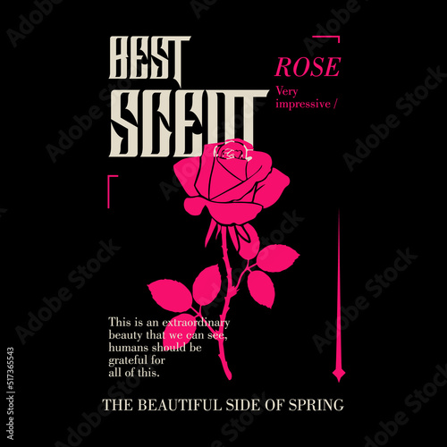 Pink rose vector streetwear design graphic