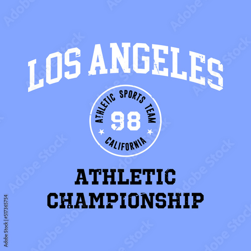Athletic team state of Los Angeles, California. Typography graphics for sportswear and apparel. Vector print design.