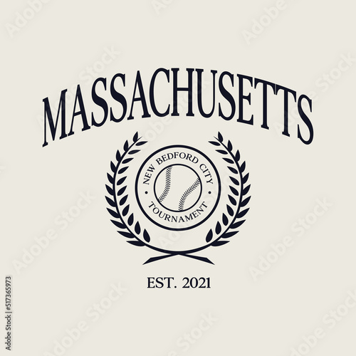 Baseball team Massachusetts, New Bedford print design. Typography graphics for sportswear and apparel. Vector illustration. photo
