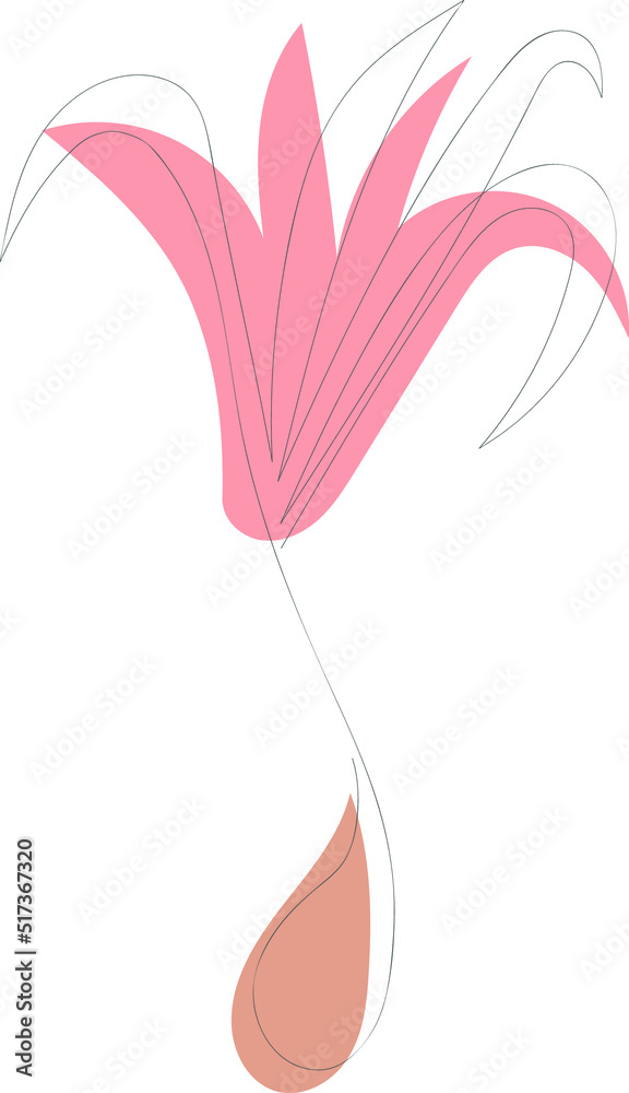 Obraz premium Beautiful hand drawn floral leaves and flowers one line art