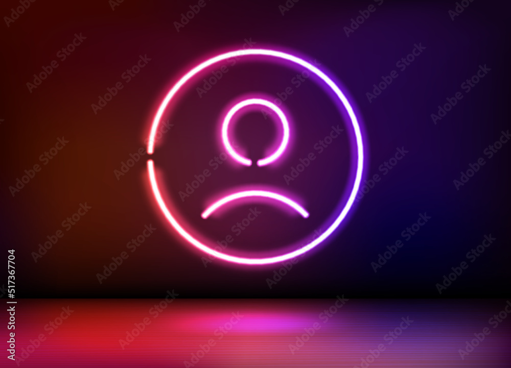 Neon glowing profile icon. 3d vector illustration Neon glowing profile icon. 3d vector illustration