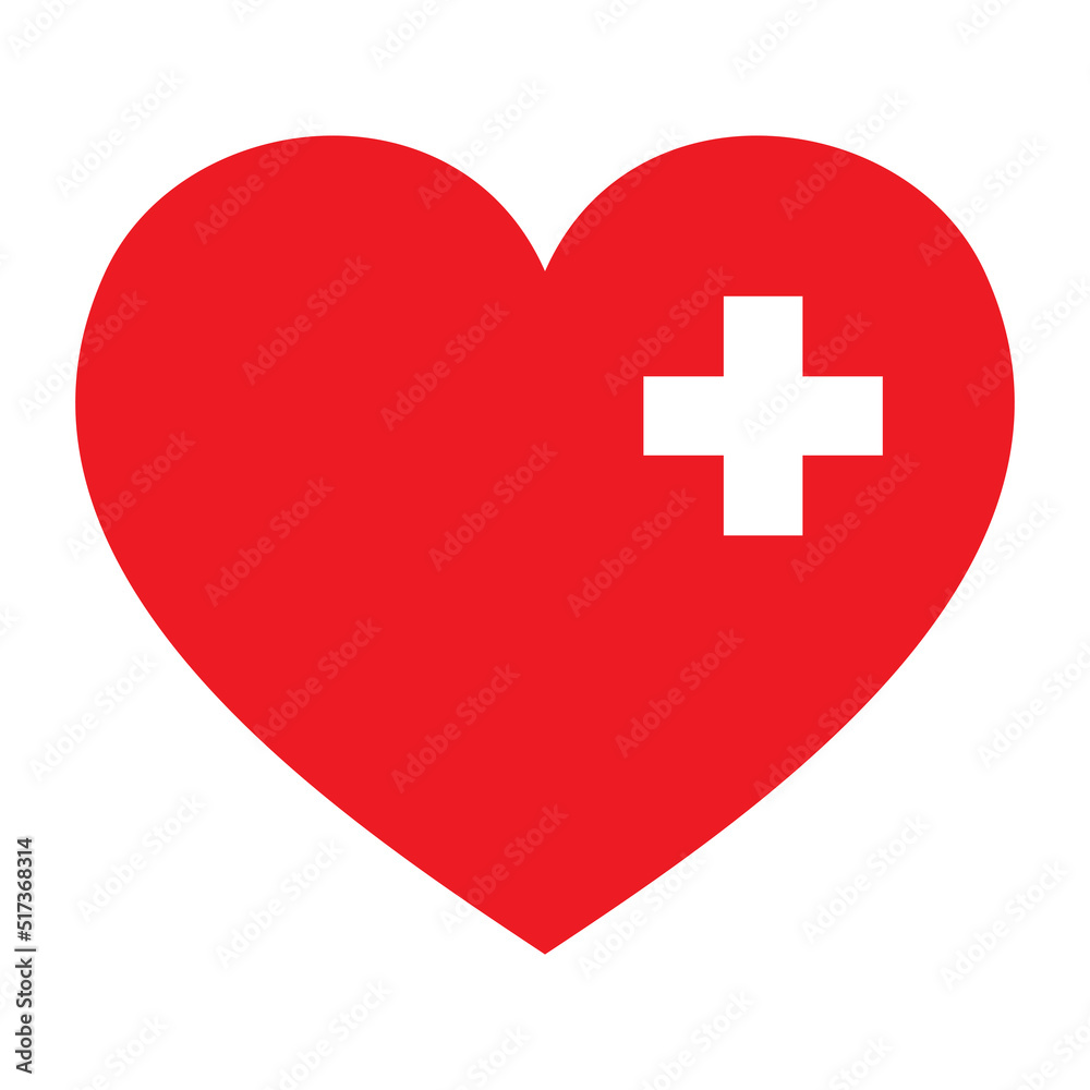 Red Heart with a cross vector icon. Healthcare icon. Medical icon vector illustration Red Heart with a cross vector icon. Healthcare icon. Medical icon vector illustration