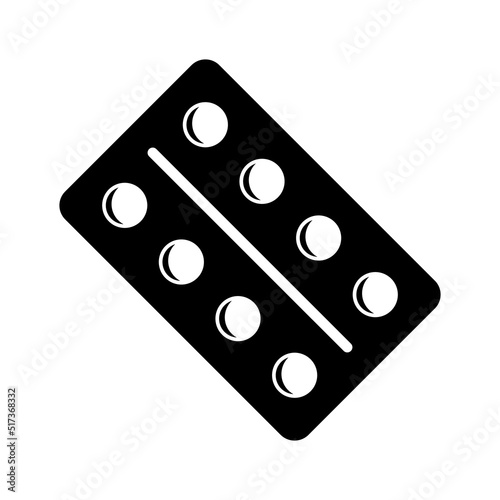 Pill pack icon, round medicines in package vector illustration.