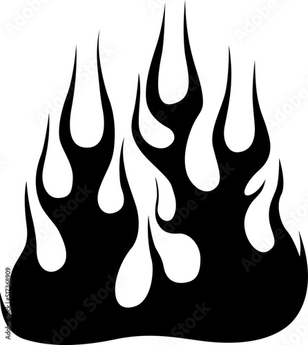 Fire flames isolated on white background. Tribal tattoo design.