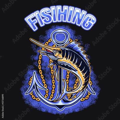 Marlin Fishing Summer Vector Illustration