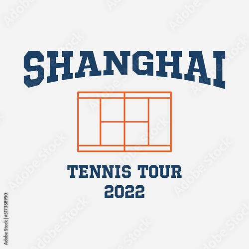 Shanghai, Hong Kong tennis tournament, t-shirt sport typography label