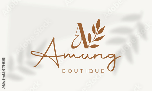 Botanical Floral element Hand Drawn Logo with Wild Flower and Leaves. Logo for spa and beauty salon, boutique, organic shop, wedding, floral designer, interior, photography, cosmetic.