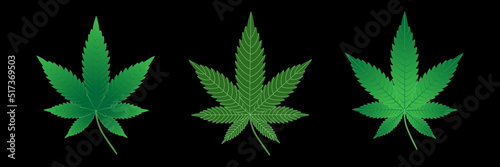 Cannabis leaf logo design vector template creative cannabis on black background