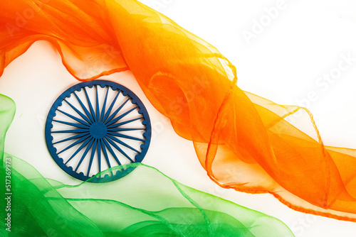 Indian Independence Day concept background with Ashoka wheel. photo