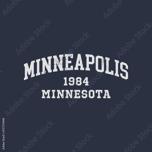 Minneapolis, Minnesota design for t-shirt. College tee shirt print. Typography graphics for sportswear and apparel. Vector illustration.