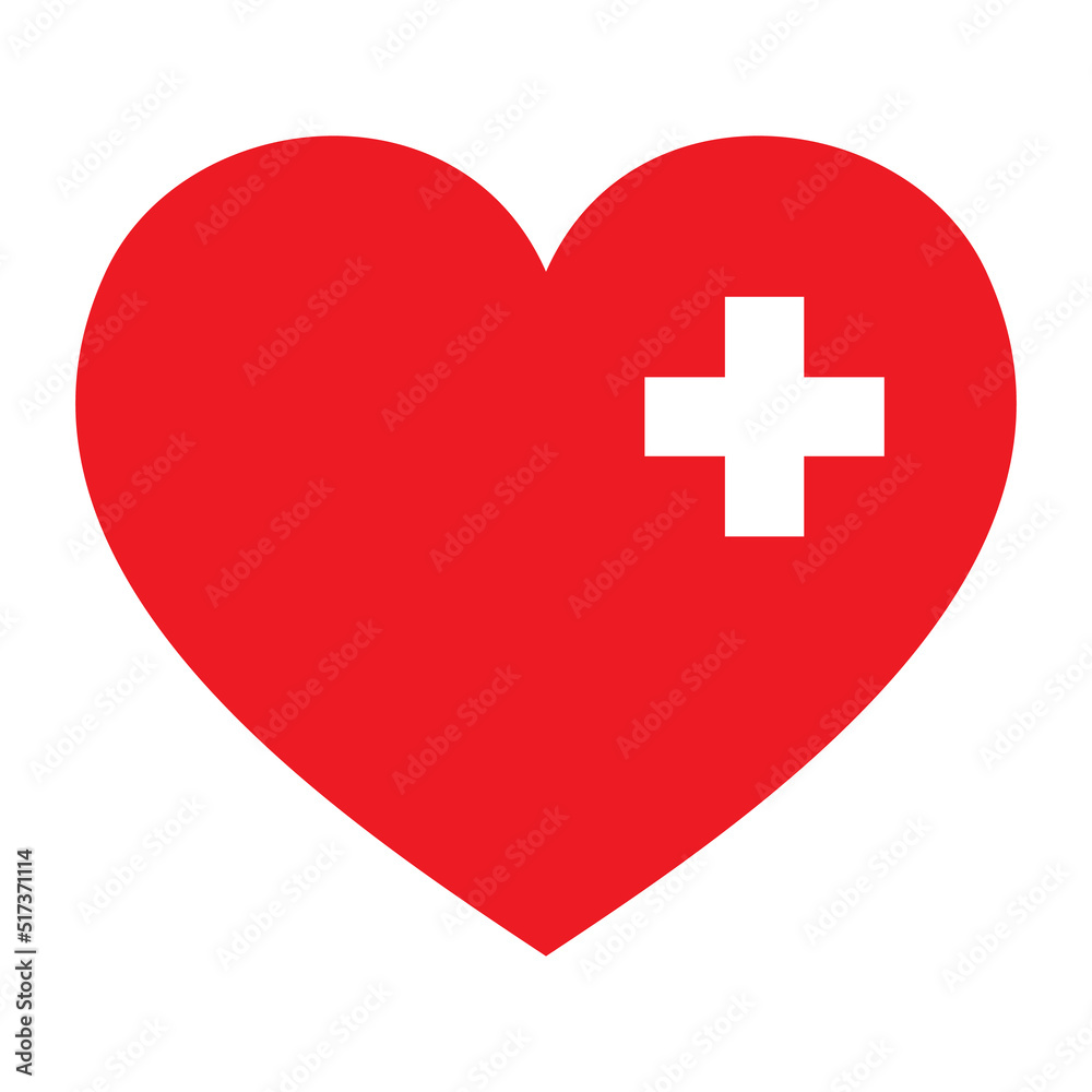 Red Heart with a cross icon. Healthcare icon. Medical icon illustration Red Heart with a cross icon. Healthcare icon. Medical icon illustration
