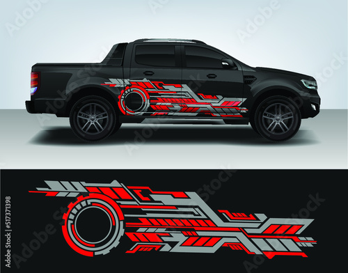 Vinyls sticker Decals for Car truck mini bus modify Motorcycle. Racing Vehicle Graphics kit isolated vector design race Elegant stripes modern red technology background for wrap