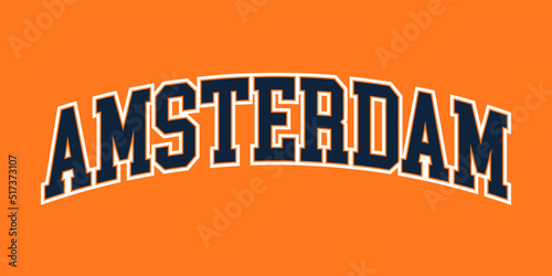 T-shirt stamp graphic, Netherlands Sport wear typography emblem Amsterdam vintage tee print, athletic apparel design shirt graphic print