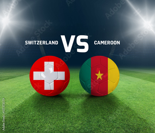 Soccer matchday template. Switzerland vs Cameroon Match day template. 3d rendering