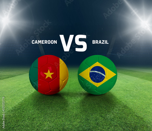 Soccer matchday template. Cameroon vs Brazil Match day template. 3d rendering