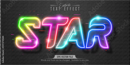 Star text, neon style editable text effect