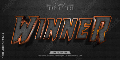 Winner text, chrome style editable text effect