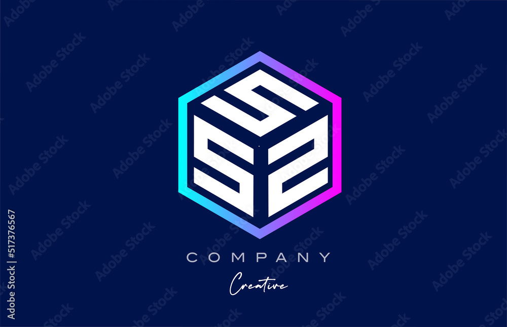 pink blue XXXXXXXXX three letter cube alphabet letter logo icon design ...