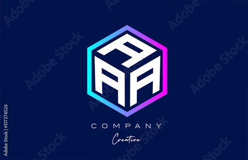 pink blue A three letter cube alphabet letter logo icon design with polygon design. Creative template for company and business