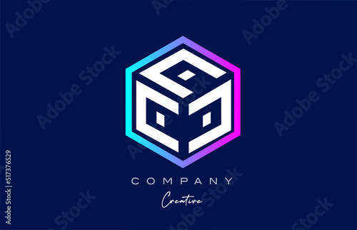 pink blue C three letter cube alphabet letter logo icon design with polygon design. Creative template for company and business