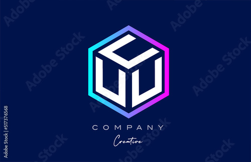 pink blue XXXXXXXXX three letter cube alphabet letter logo icon design with polygon design. Creative template for company and business