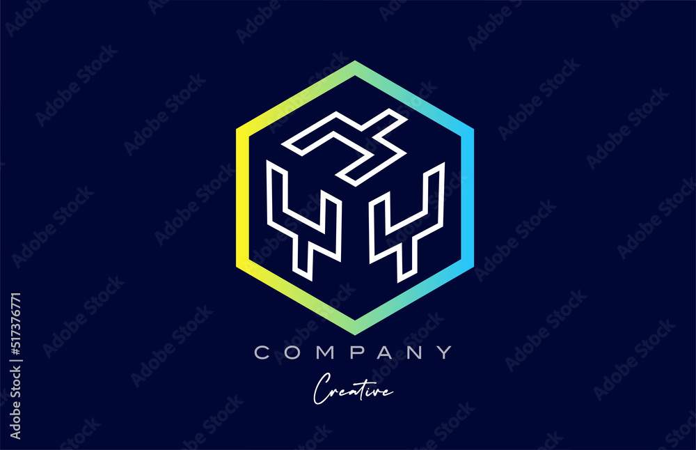 line Y three letter cube alphabet letter logo icon design with polygon ...