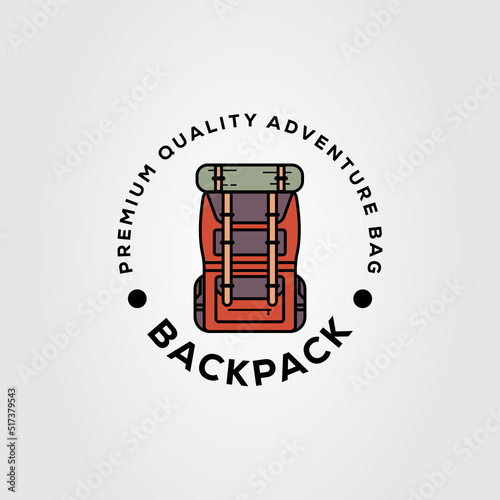 adventure backpack or camping bag logo vector illustration design