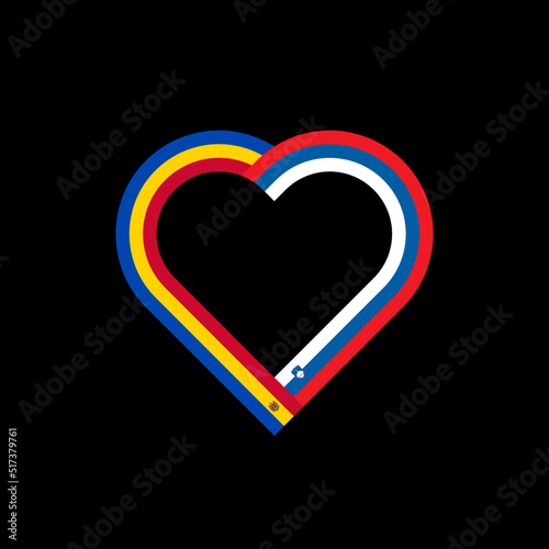 friendship concept. heart ribbon icon of moldova and slovenia flags. vector illustration isolated on black background