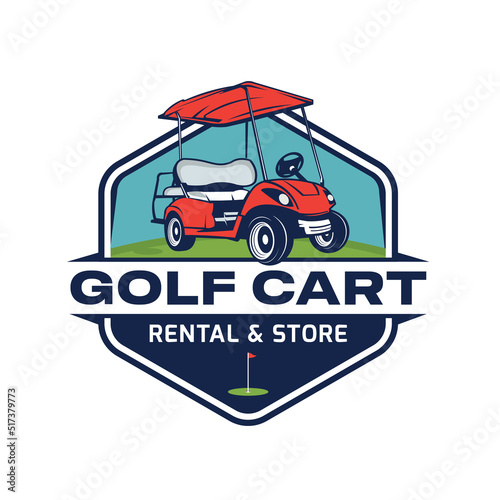 Golf cart vector illustration logo design, perfect for golf equipment store logo