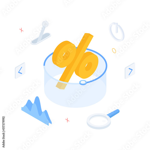 Money, chart, graph, diagram, presentation, spreadsheet, economy, finance, technology. Isometric vector illustration flat design isolated.