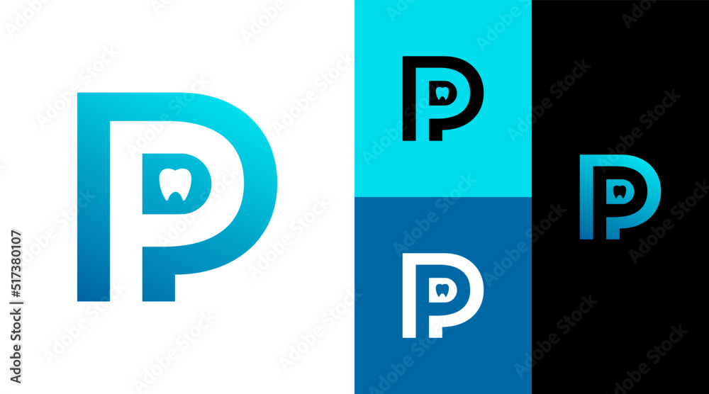 P Monogram Dentist Teeth Medical Company Business Logo Design Concept P Monogram Dentist Teeth Medical Company Business Logo Design Concept