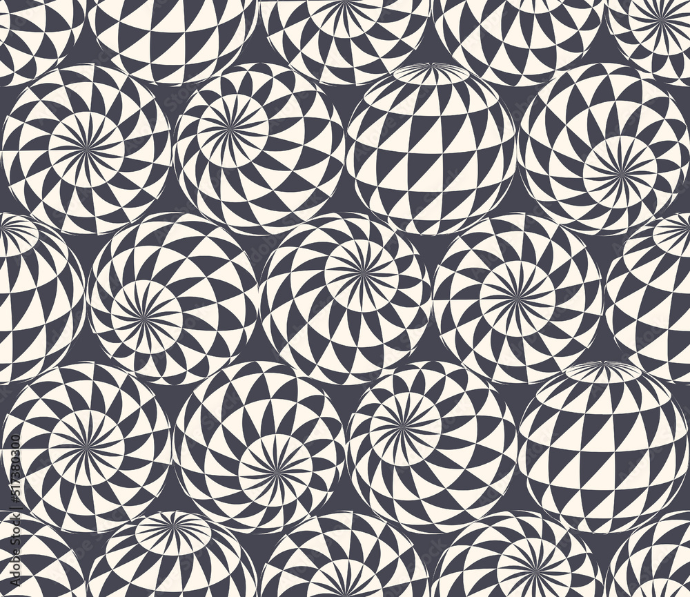 Checkered Triangles Patterned Balls In Different Positions Psychedelic Art  Seamless Abstract Vector Black White Motley Background. Acid Trip Crazy  Repetitive Wallpaper. Weird Magnetic Abstraction Stock Vector | Adobe Stock