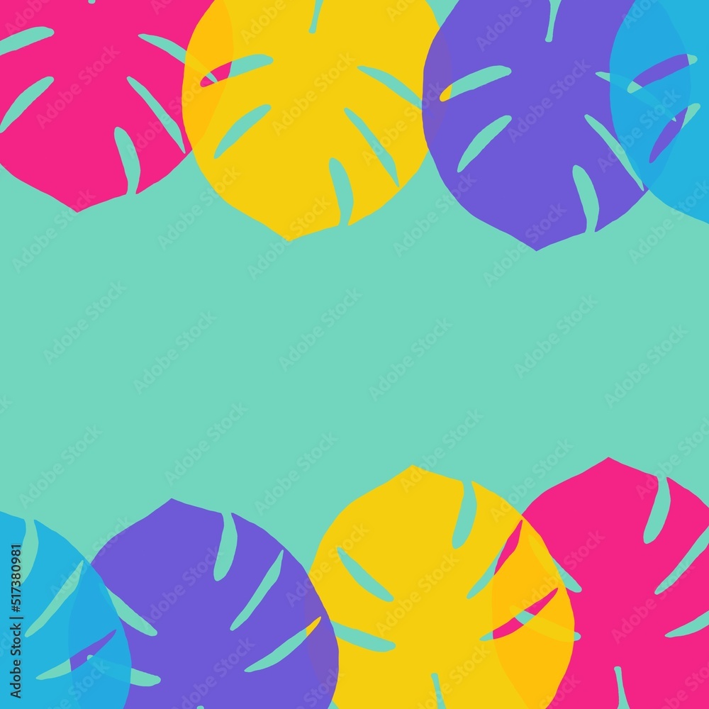 Fototapeta premium Bright Colorful Monstera Leaf Wallpaper