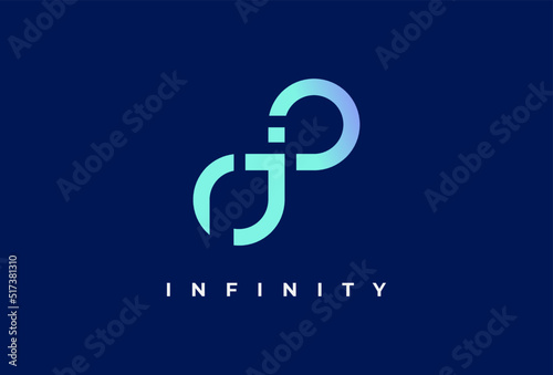 Letter J Infinity Logo design, suitable for technology, brand and company logo, vector illustration