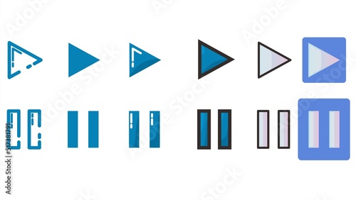 blue play and pause icon in different style. modern icon style