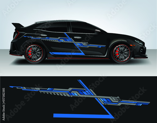 Vinyl sticker Decals set for Car truck mini bus modify Motorcycle. Racing Vehicle Graphic kit isolated vector design race Elegant stripes. modern red technology background for wrap