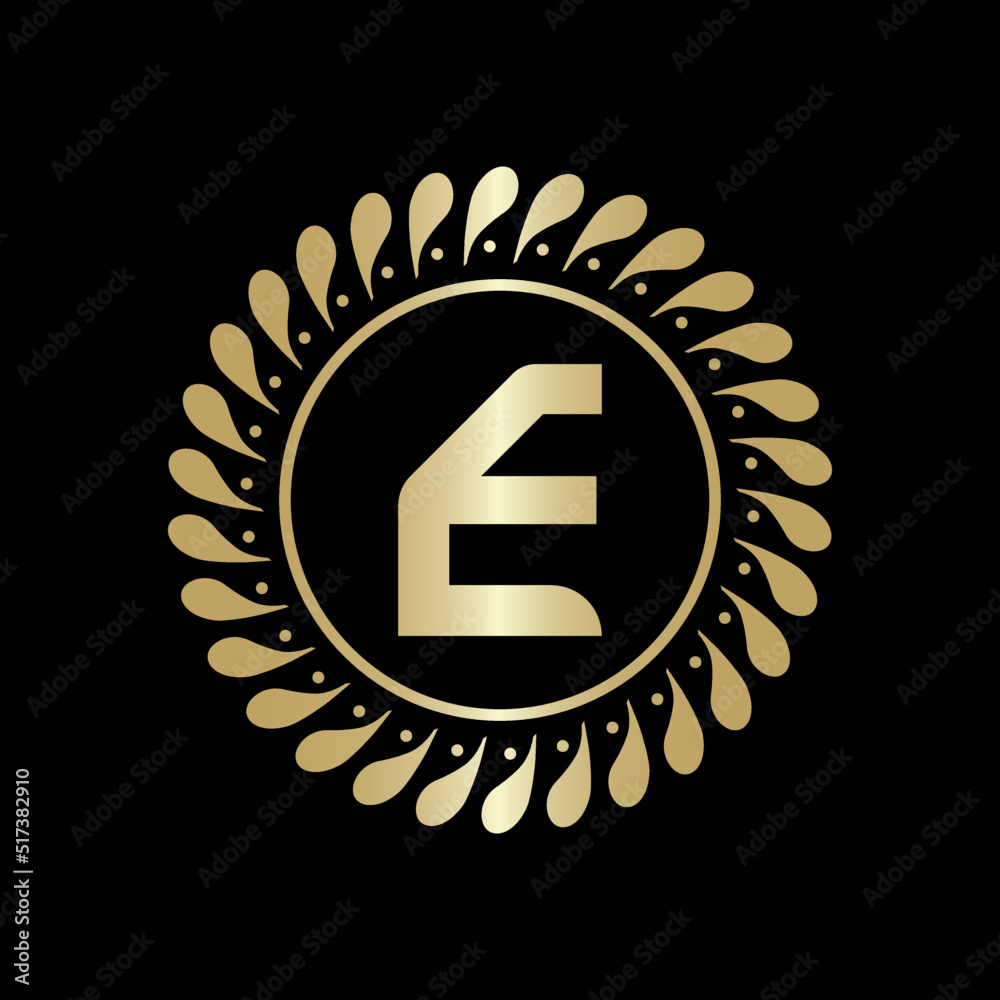 Fototapeta premium Initial E Golden leaf and circle logo design vector. Golden beauty E Logo and business symbol and alphabets vector design