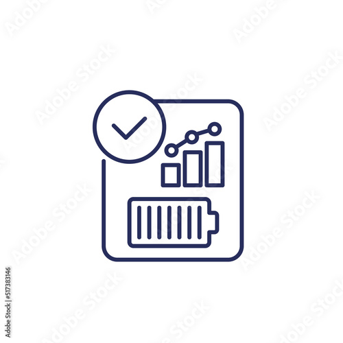 battery performance line icon on white