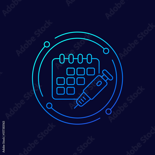 insulin injection schedule icon, linear design