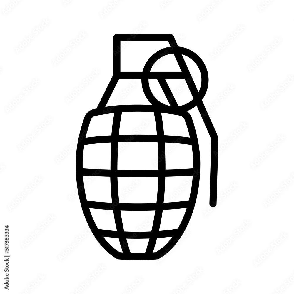 Hand grenade or fragmentation grenade line art vector icon for games and apps