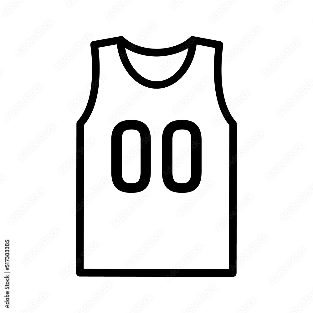 Sports jersey shirt with number line art vector icon for sports apps ...