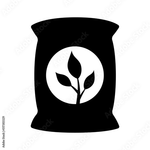 Bag of plant fertilizer flat vector icon for apps and websites